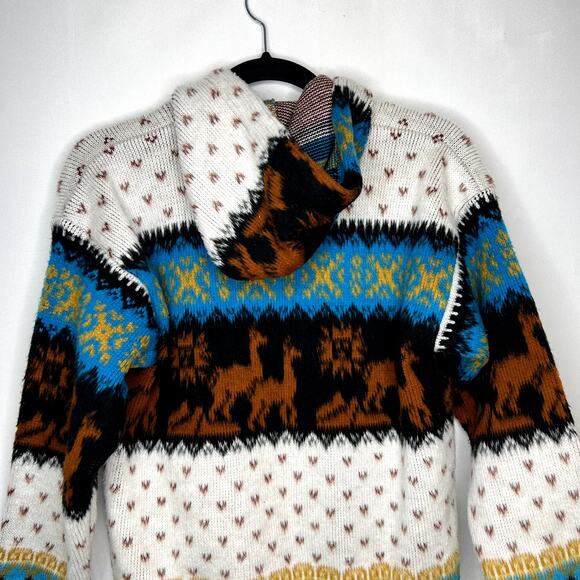 Yari Artesanias Girls Kids Size 10 Full Zip Hooded Wool Sweater Jacket - Picture 12 of 13